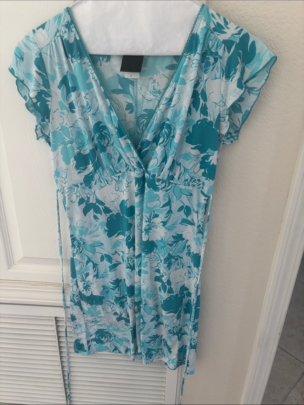 Turquoise and White Floral Dress